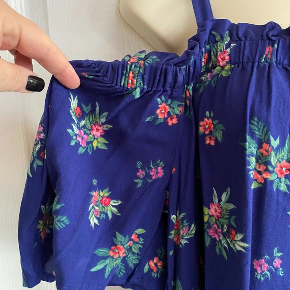 Blue Flowered Cold Shoulder Midi Dress - Picture 3 of 4